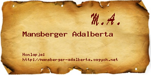 Mansberger Adalberta névjegykártya